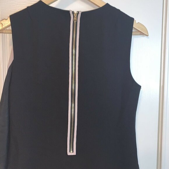 Ted Baker London Black Pink Bolty Drape Zipper Back Sleeveless Shift Dress Sz 6 - Picture 7 of 10